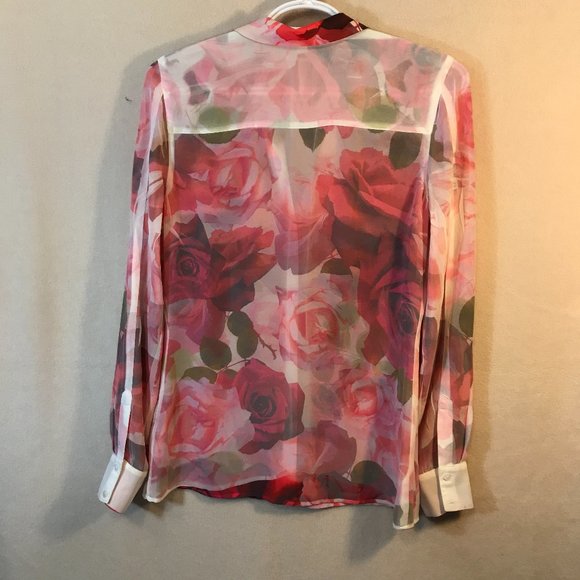Guess Floral Sheer Blouse Top - Picture 4 of 7